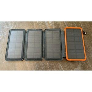 Hiluckey HI-S025 Solar Charger 25000mAh Power Bank 4 Foldable Panel Orange Black
